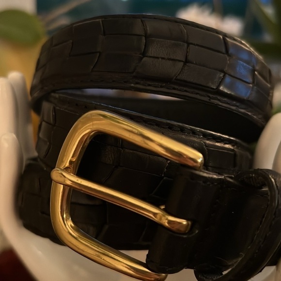 Men’s Black Braided Full Grain Leather Belt Solid Brass Buckle Size 38 - Picture 12 of 12